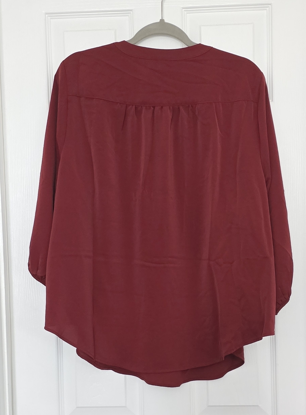 torrid Harper Crepe de Chine Blouson Blouse In Burgundy - Picture 3 of 4